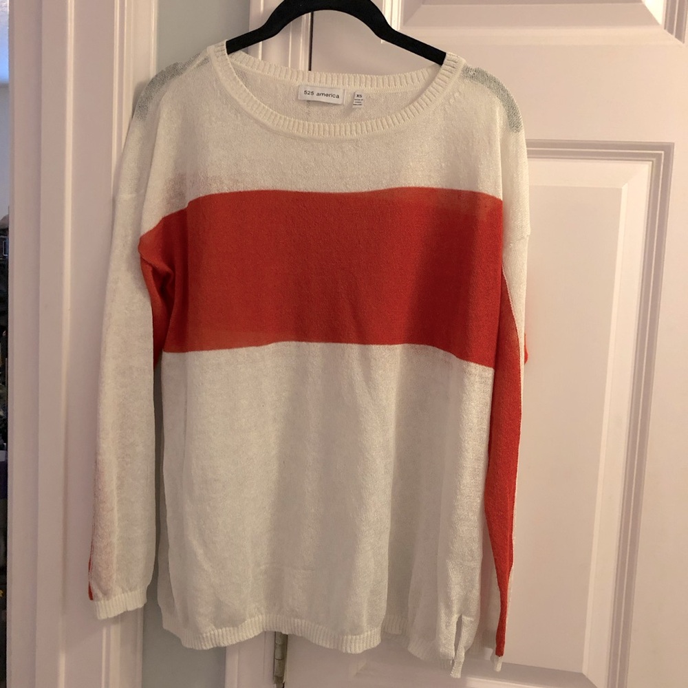 Orange & Cream Linen Sweater